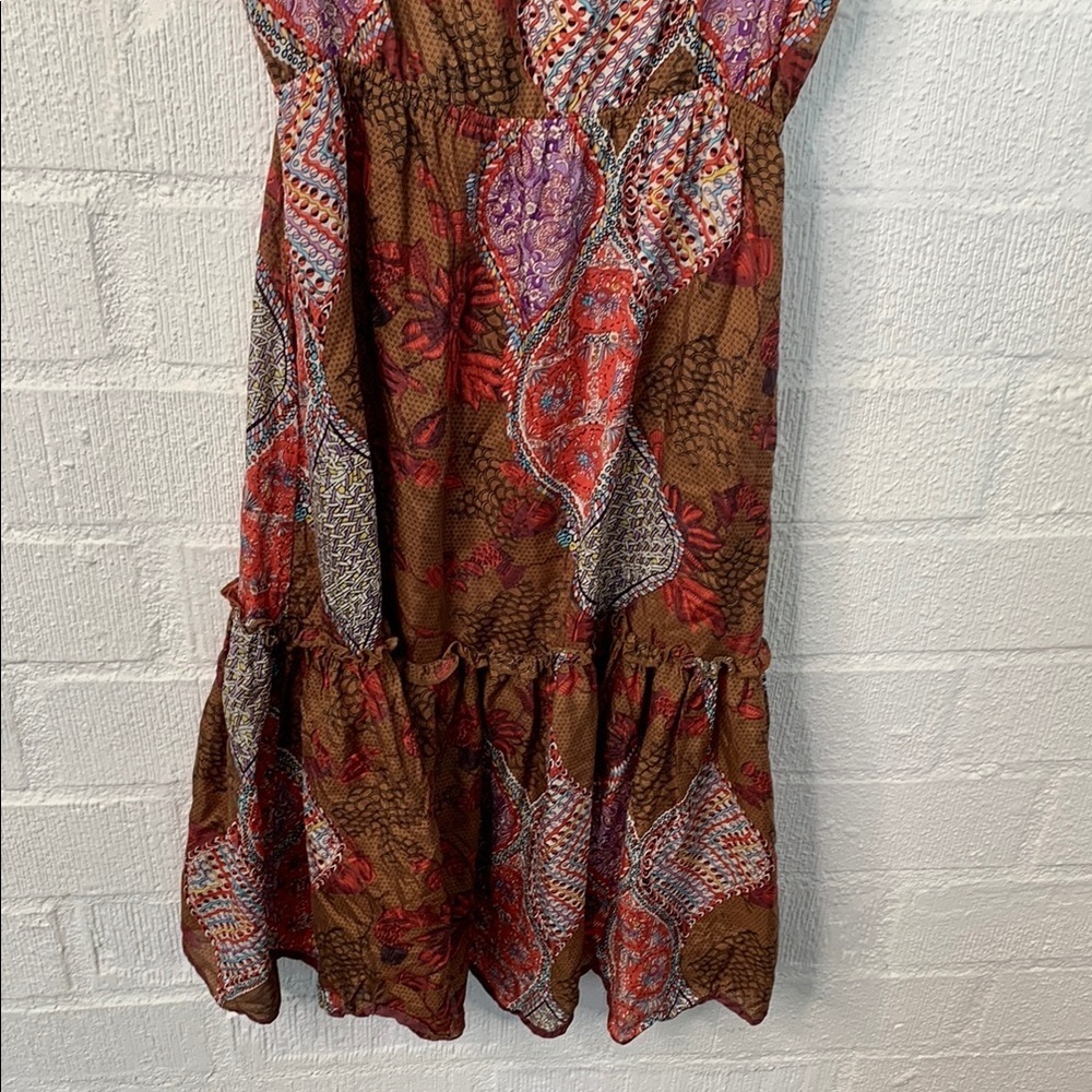 Anthropologie Ya Da Silk Midi Ruffled Tiered Dress sz S - Picture 4 of 6